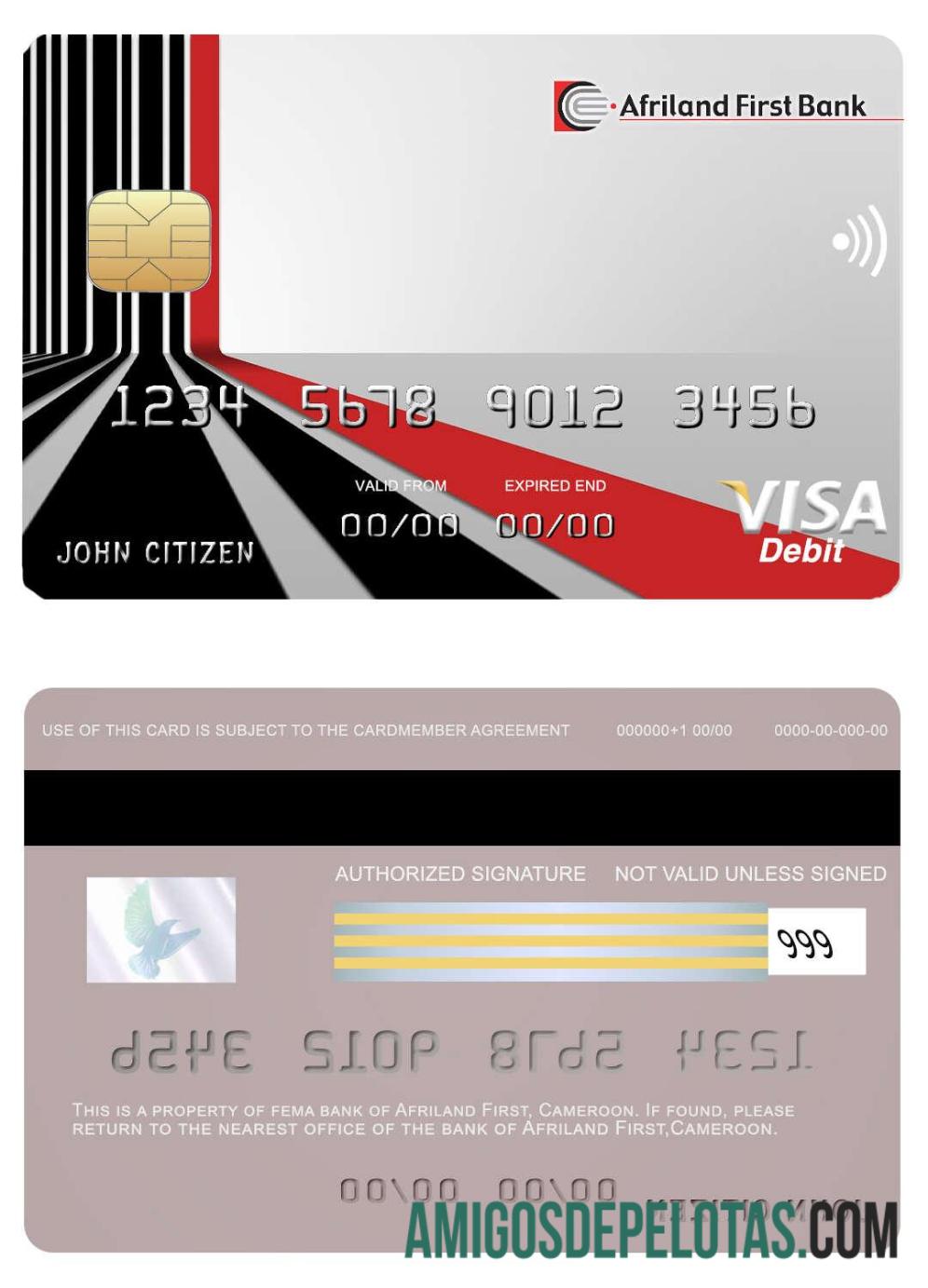 Cartão Visa Camarões Afriland First Bank modelo